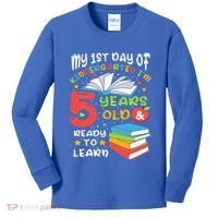 My First Day Of Kindergarten 5 Years Old Back To School Kids Long Sleeve Shirt thumb 0