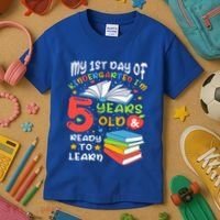 My First Day Of Kindergarten 5 Years Old Back To School Kids T-Shirt thumb 3