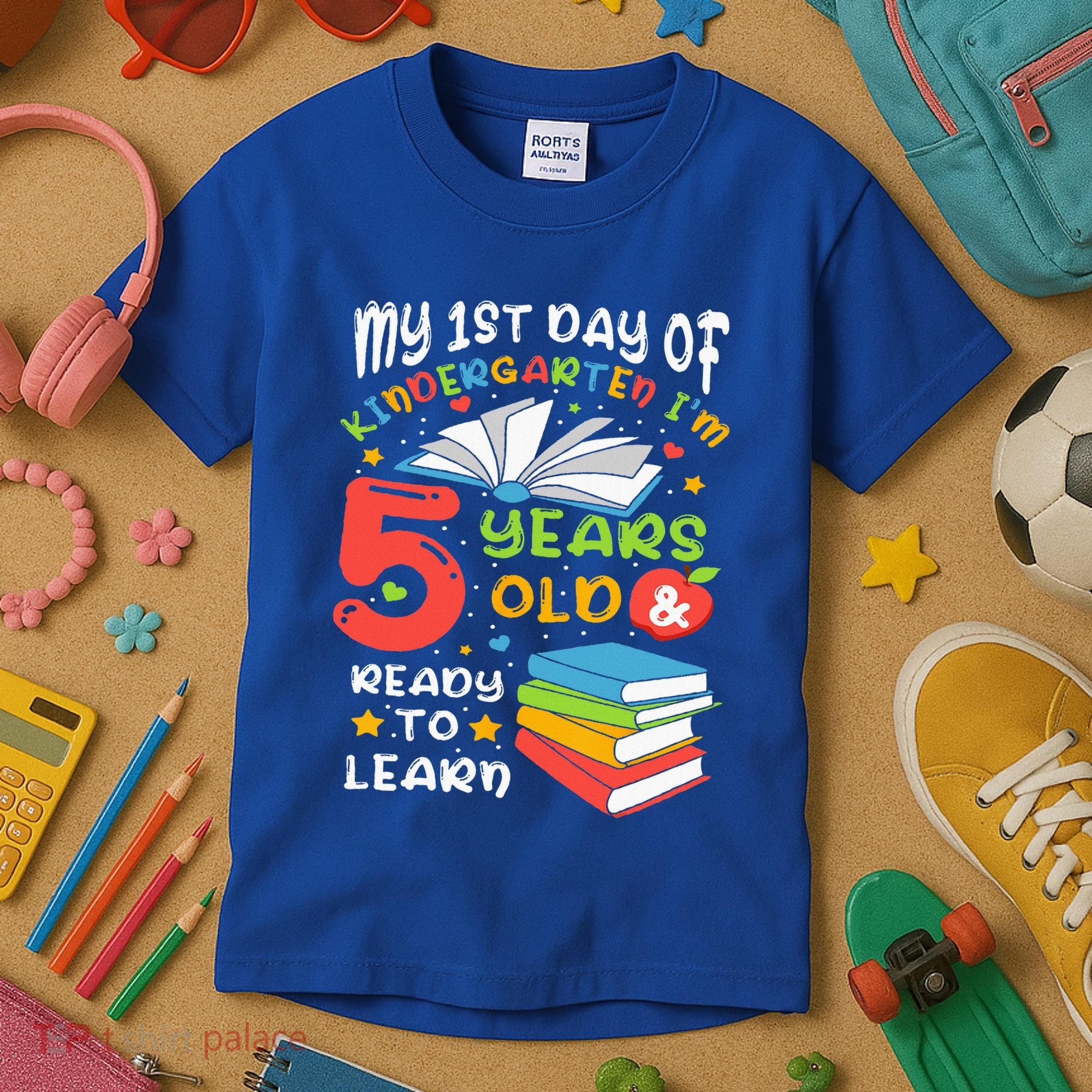 My First Day Of Kindergarten 5 Years Old Back To School Kids T-Shirt