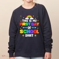 My First Day Of School PreK Preschool Kindergarten 1st Grade Women's Sweatshirt thumb 0