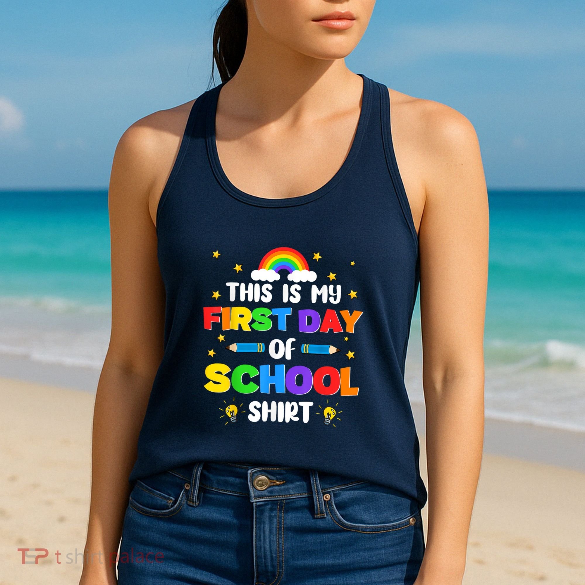My First Day Of School PreK Preschool Kindergarten 1st Grade Women's Tank Top