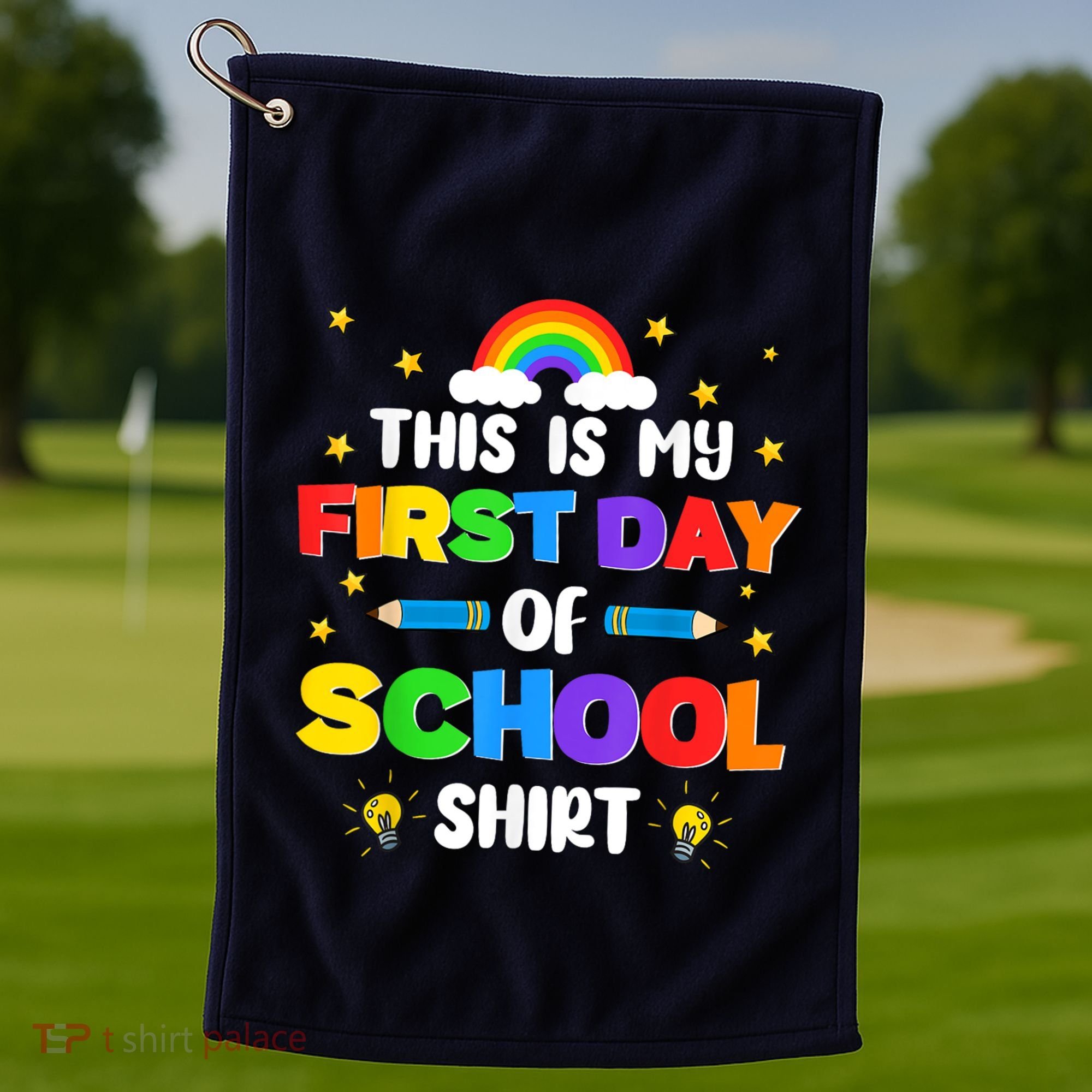 My First Day Of School PreK Preschool Kindergarten 1st Grade Golf Towel