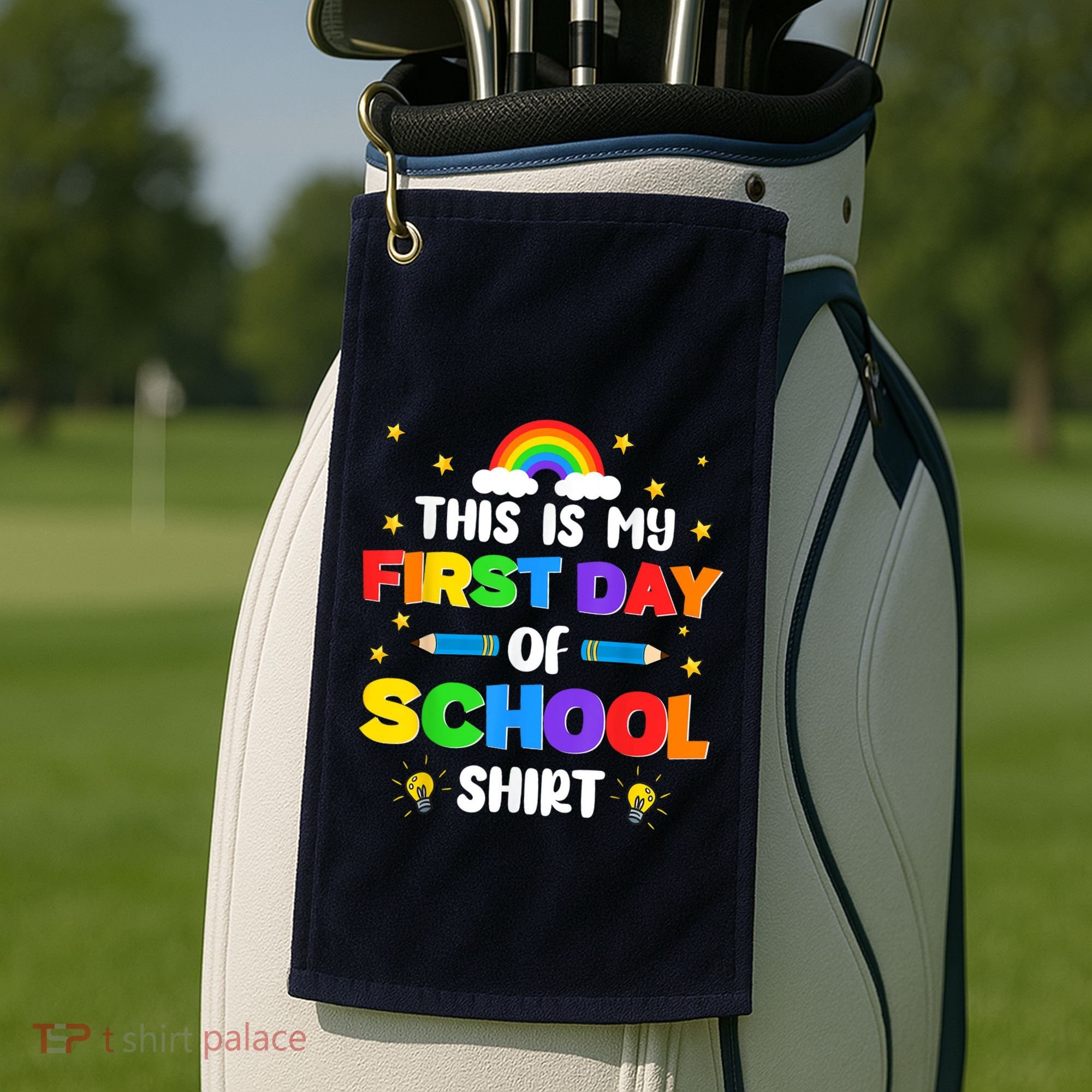 My First Day Of School PreK Preschool Kindergarten 1st Grade Golf Towel