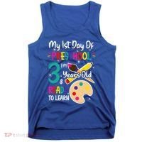 My First Day Of Preschool 3 Years Old Back To School Tank Top thumb 0