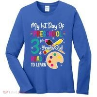 My First Day Of Preschool 3 Years Old Back To School Women's Long Sleeve Shirt thumb 0