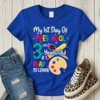 My First Day Of Preschool 3 Years Old Back To School Women's T-Shirt thumb 3