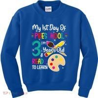My First Day Of Preschool 3 Years Old Back To School Kids Sweatshirt thumb 0