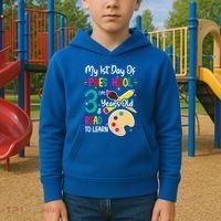 My First Day Of Preschool 3 Years Old Back To School Kids Hoodie thumb 2