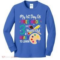 My First Day Of Preschool 3 Years Old Back To School Kids Long Sleeve Shirt thumb 0