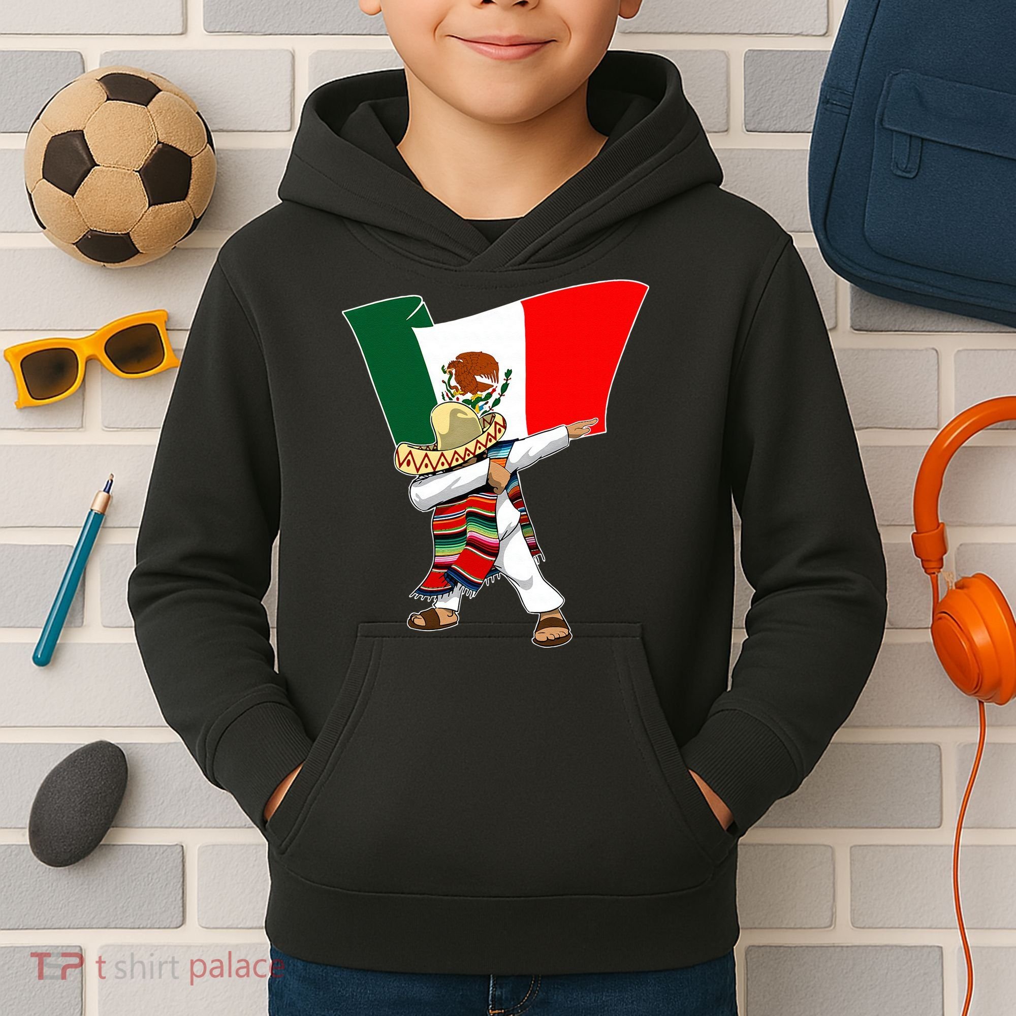 Mexican Flag Dabbing Kids Hoodie