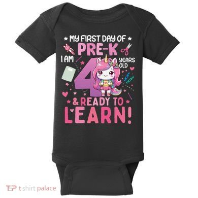 My First Day Of Prek IM 4 Years Old And Ready To Learn Gift Baby Bodysuit