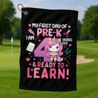 My First Day Of Prek IM 4 Years Old And Ready To Learn Gift Golf Towel thumb 1
