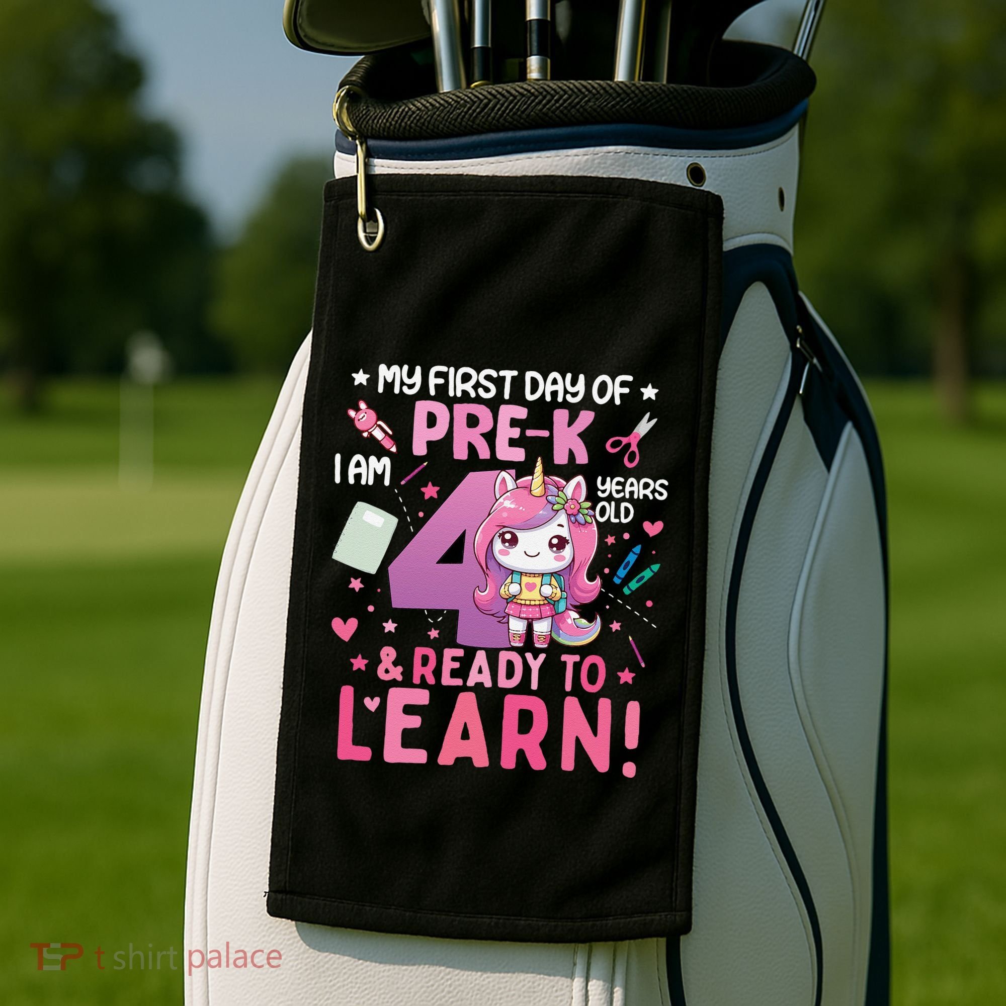 My First Day Of Prek IM 4 Years Old And Ready To Learn Gift Golf Towel