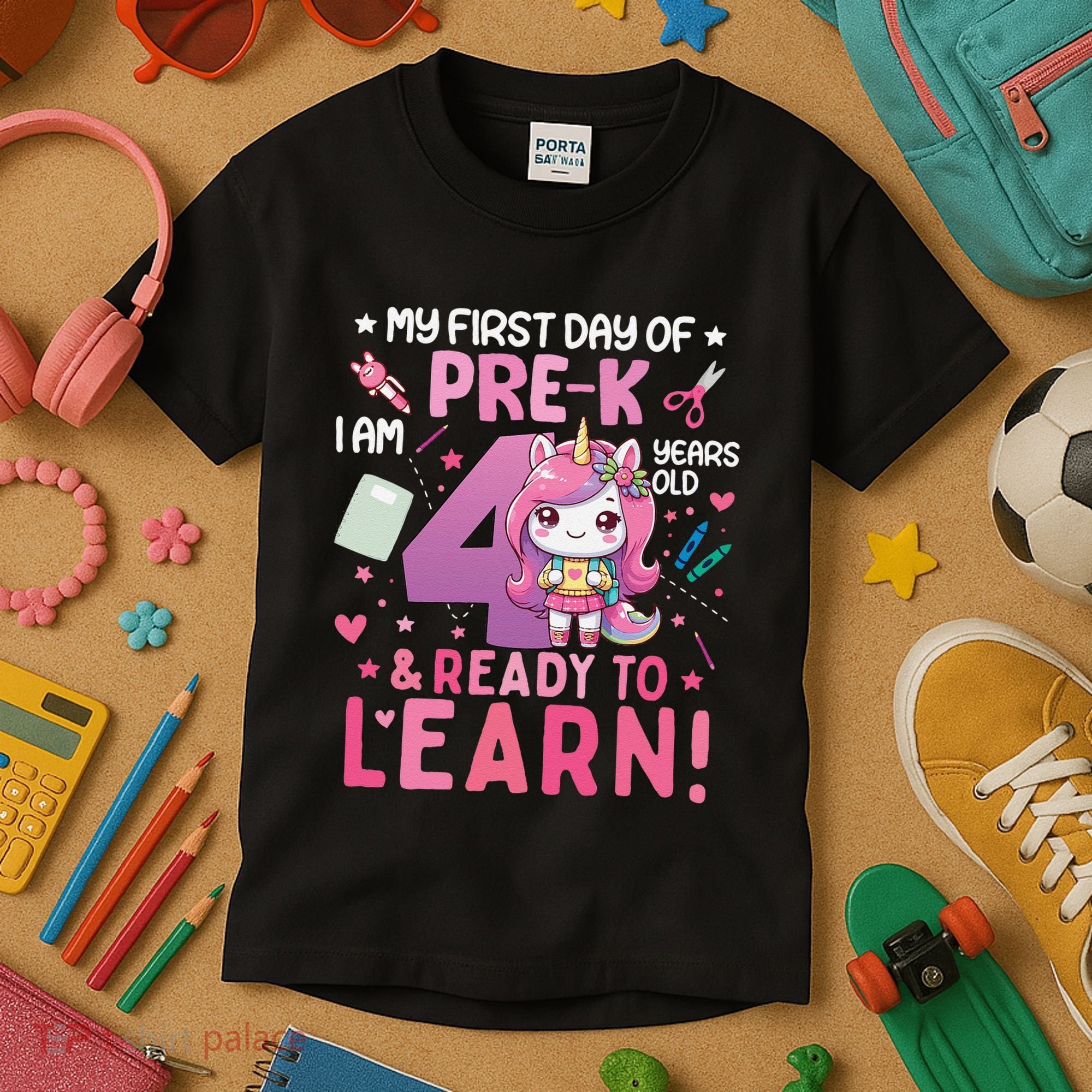 My First Day Of Prek IM 4 Years Old And Ready To Learn Gift Kids T-Shirt