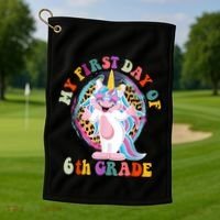My First Day Of Sixth Grade Unicorn Back To School Funny Gift Golf Towel thumb 1