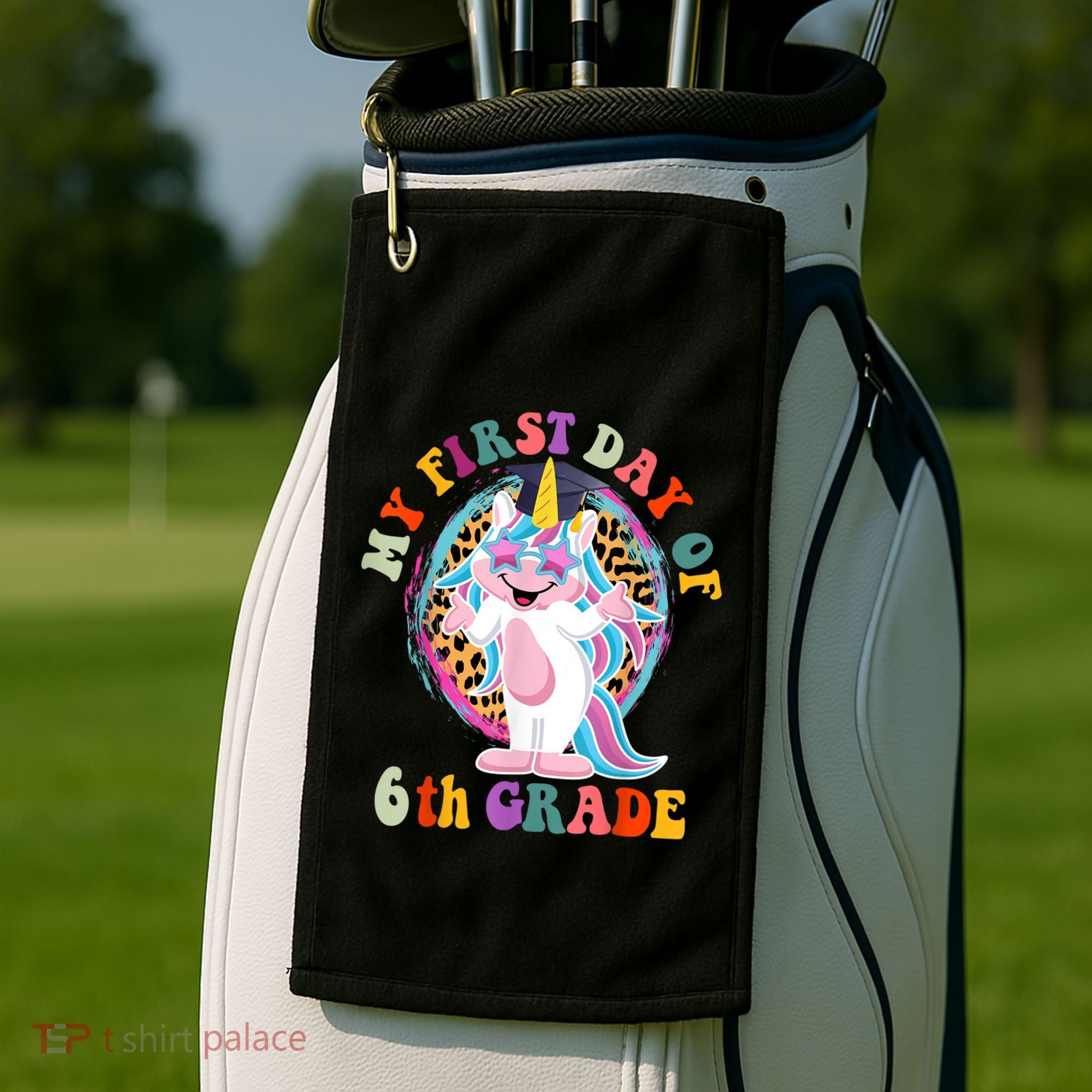 My First Day Of Sixth Grade Unicorn Back To School Funny Gift Golf Towel