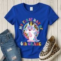 My First Day Of Sixth Grade Unicorn Back To School Funny Gift Women's T-Shirt thumb 3