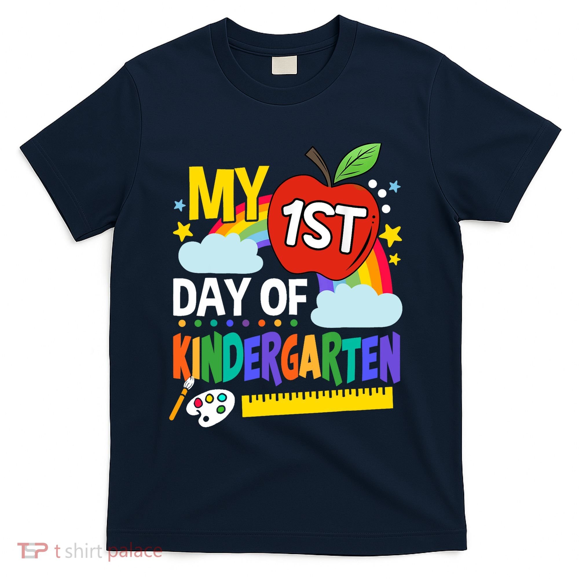 My First Day Of Kindergarten Funny Colorful Rainbow T-Shirt