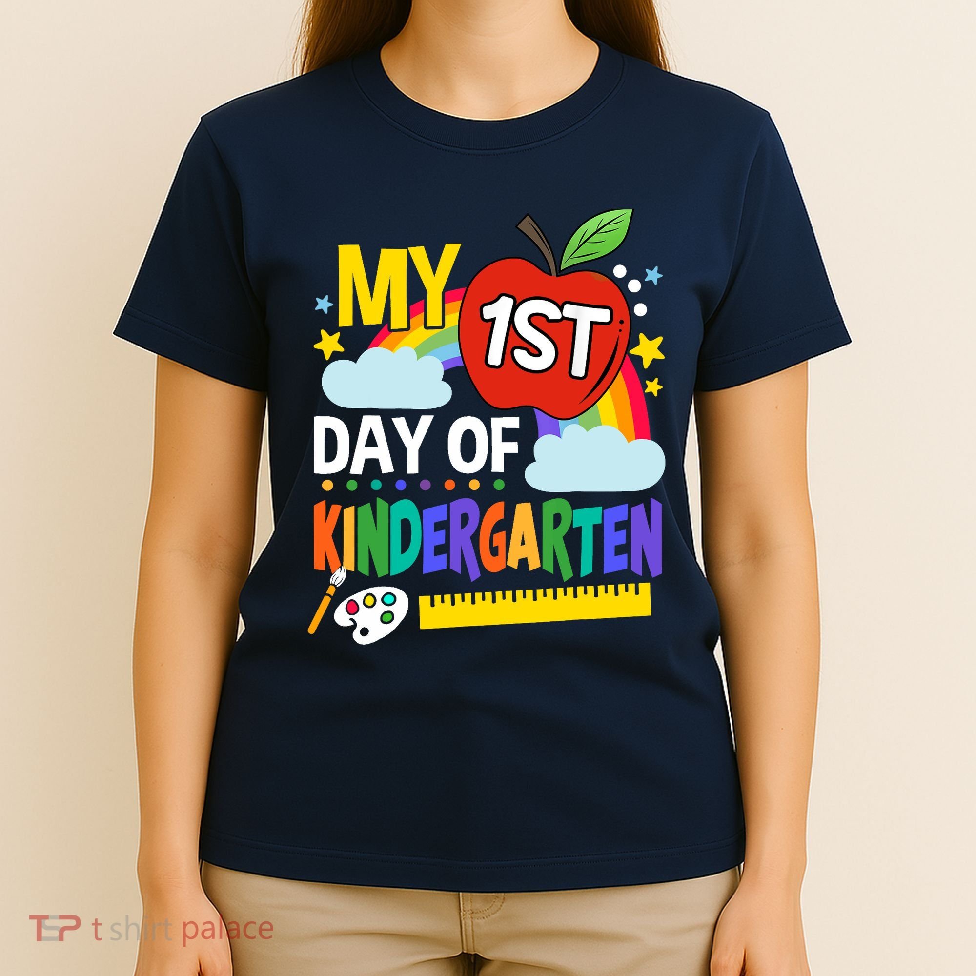 My First Day Of Kindergarten Funny Colorful Rainbow T-Shirt