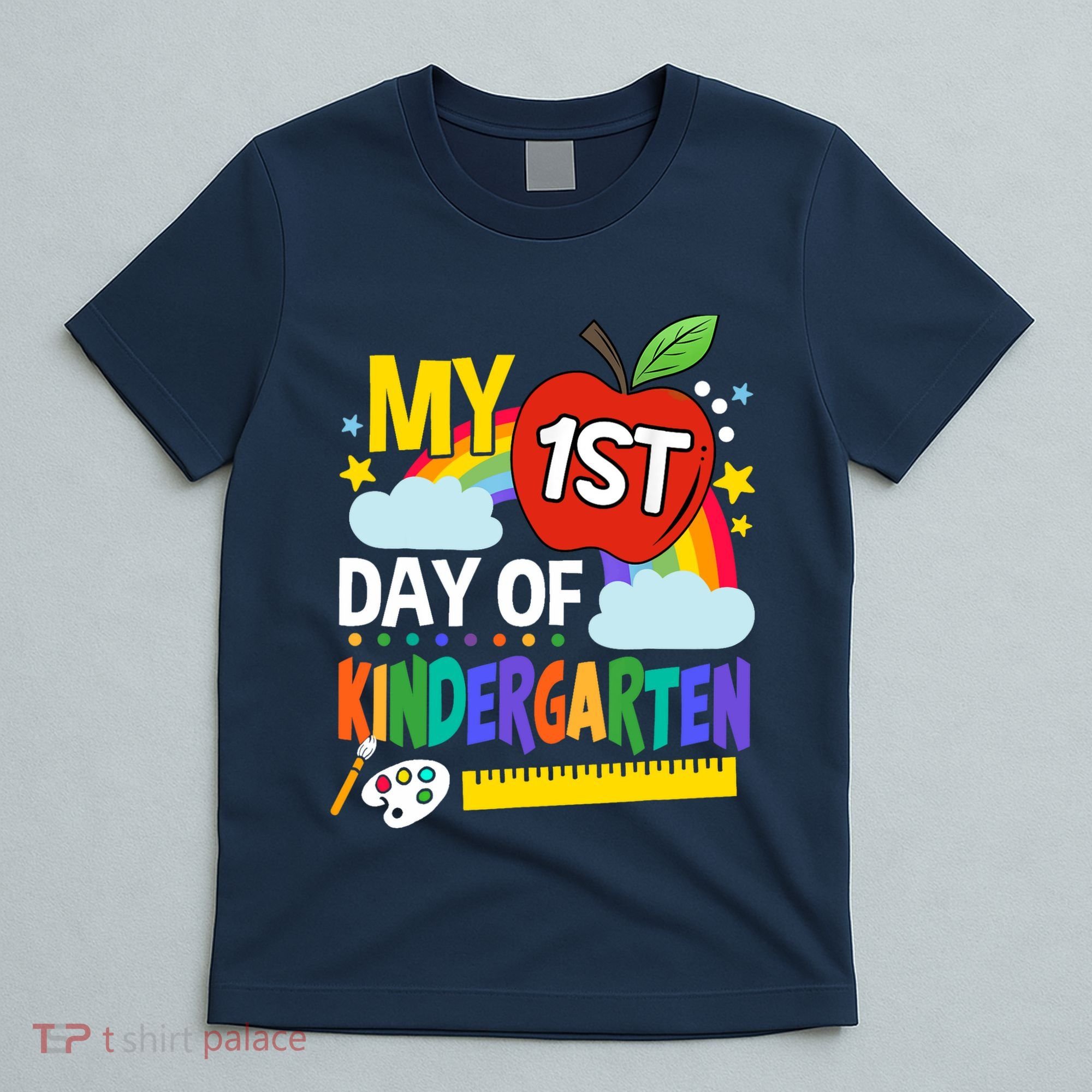 My First Day Of Kindergarten Funny Colorful Rainbow T-Shirt