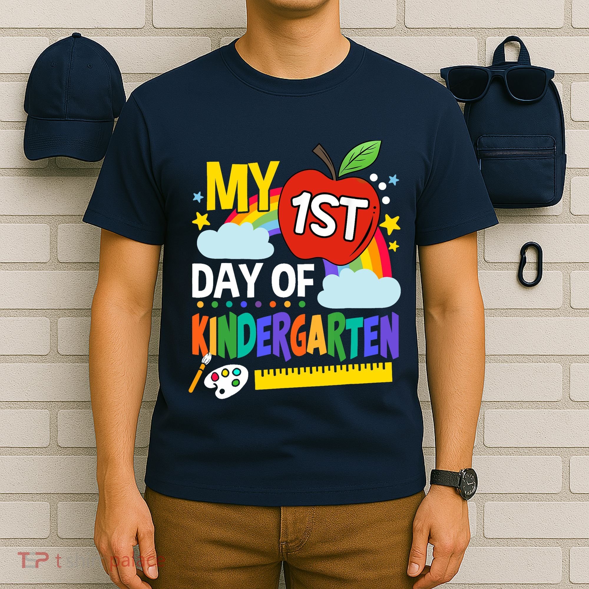 My First Day Of Kindergarten Funny Colorful Rainbow T-Shirt