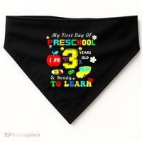 My First Day Of Preschool I Am 3 Years Old Ready To Learn USA-Made Doggie Bandana thumb 0