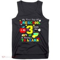 My First Day Of Preschool I Am 3 Years Old Ready To Learn Tank Top thumb 0
