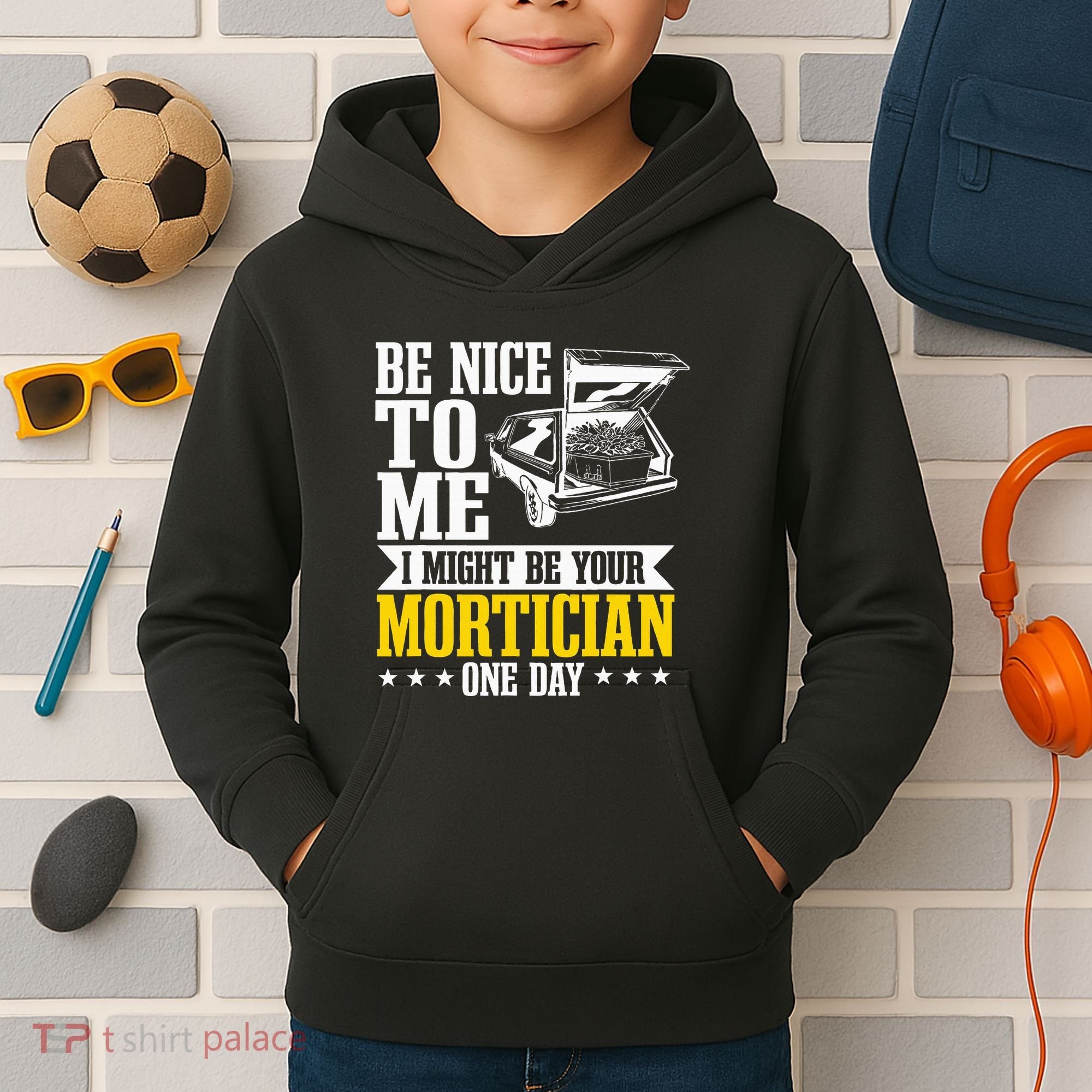 Mortician Funeral Director Undertaker Casket Be Nice Kids Hoodie