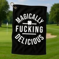 Magically Fucking Delicious St Patrick's Day Funny Golf Towel thumb 1