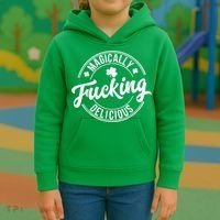 Magically Fucking Delicious St. Patrick's Day Lucky Shamrock Kids Hoodie thumb 3