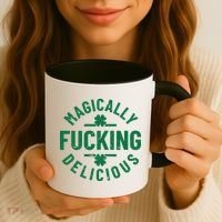 Magically Fucking Delicious, St Patricks Day Funny Drinking Coffee Mug thumb 3