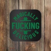 Magically Fucking Delicious, St Patricks Day Funny Drinking Coaster thumb 0