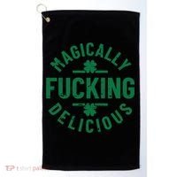 Magically Fucking Delicious, St Patricks Day Funny Drinking Golf Towel thumb 0