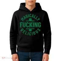 Magically Fucking Delicious, St Patricks Day Funny Drinking Kids Hoodie thumb 4