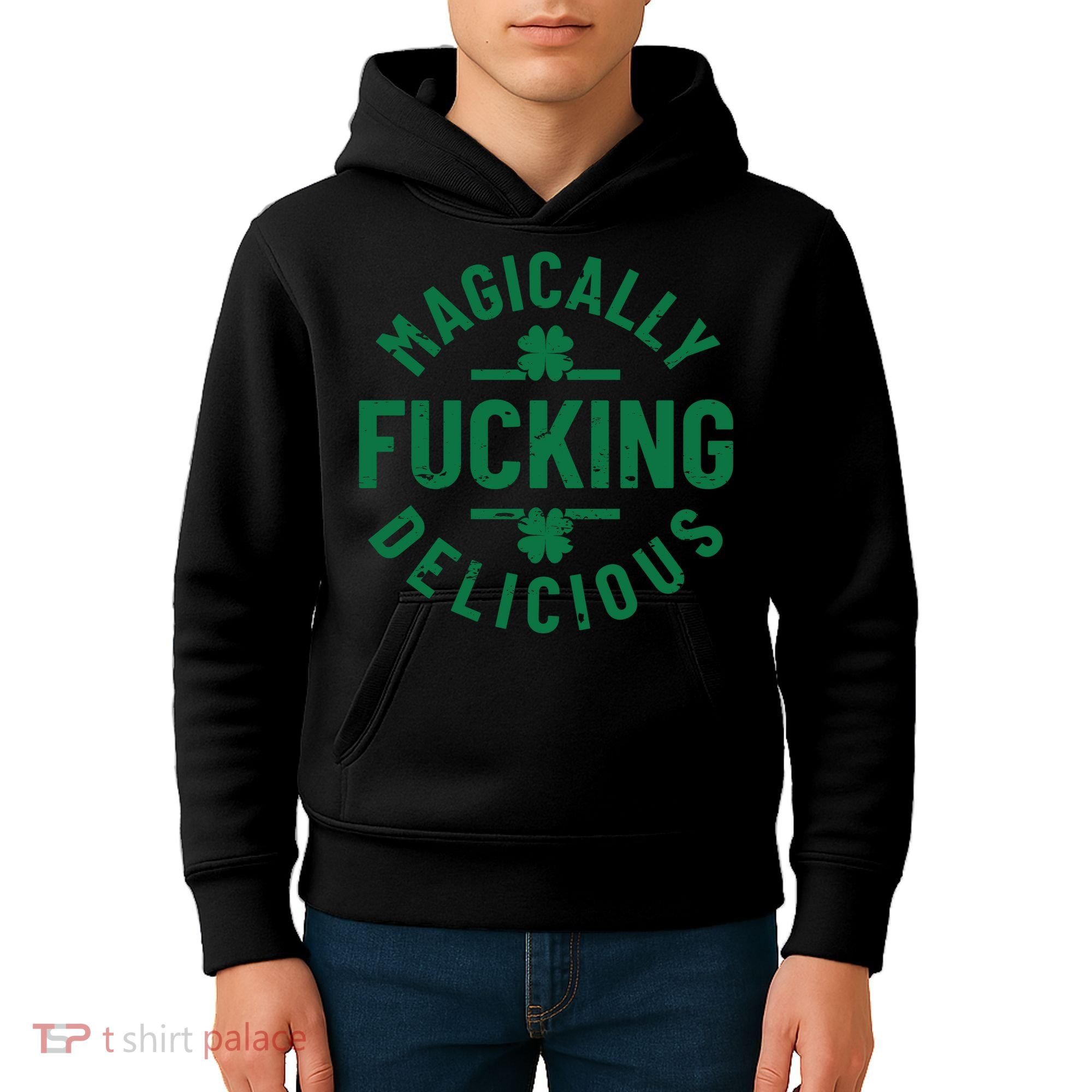 Magically Fucking Delicious, St Patricks Day Funny Drinking Kids Hoodie