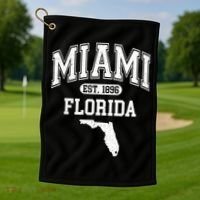 Miami Florida Est 1896 Varsity Golf Towel thumb 1