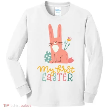 My First Easter Cute Bunny Holiday Kids Long Sleeve Shirt