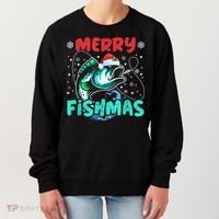 Merry Fishmas Funny Christmas Fishing Fish Gift Xmas Women's Sweatshirt thumb 0