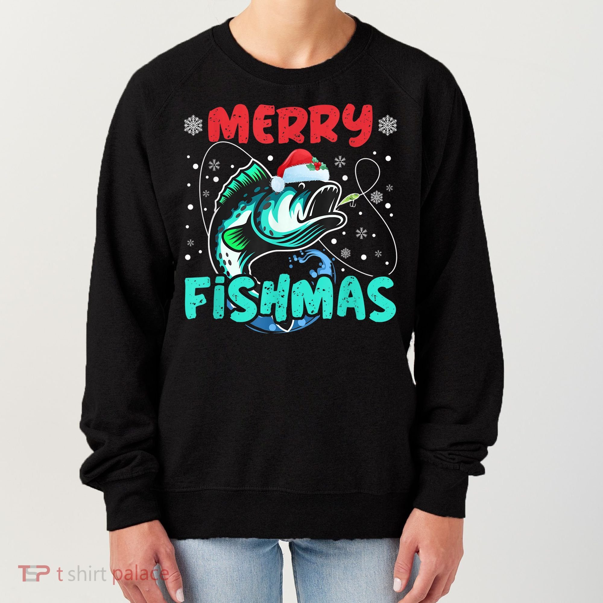 Merry Fishmas Funny Christmas Fishing Fish Gift Xmas Women's Sweatshirt