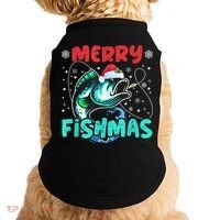 Merry Fishmas Funny Christmas Fishing Fish Gift Xmas Doggie Tank thumb 0