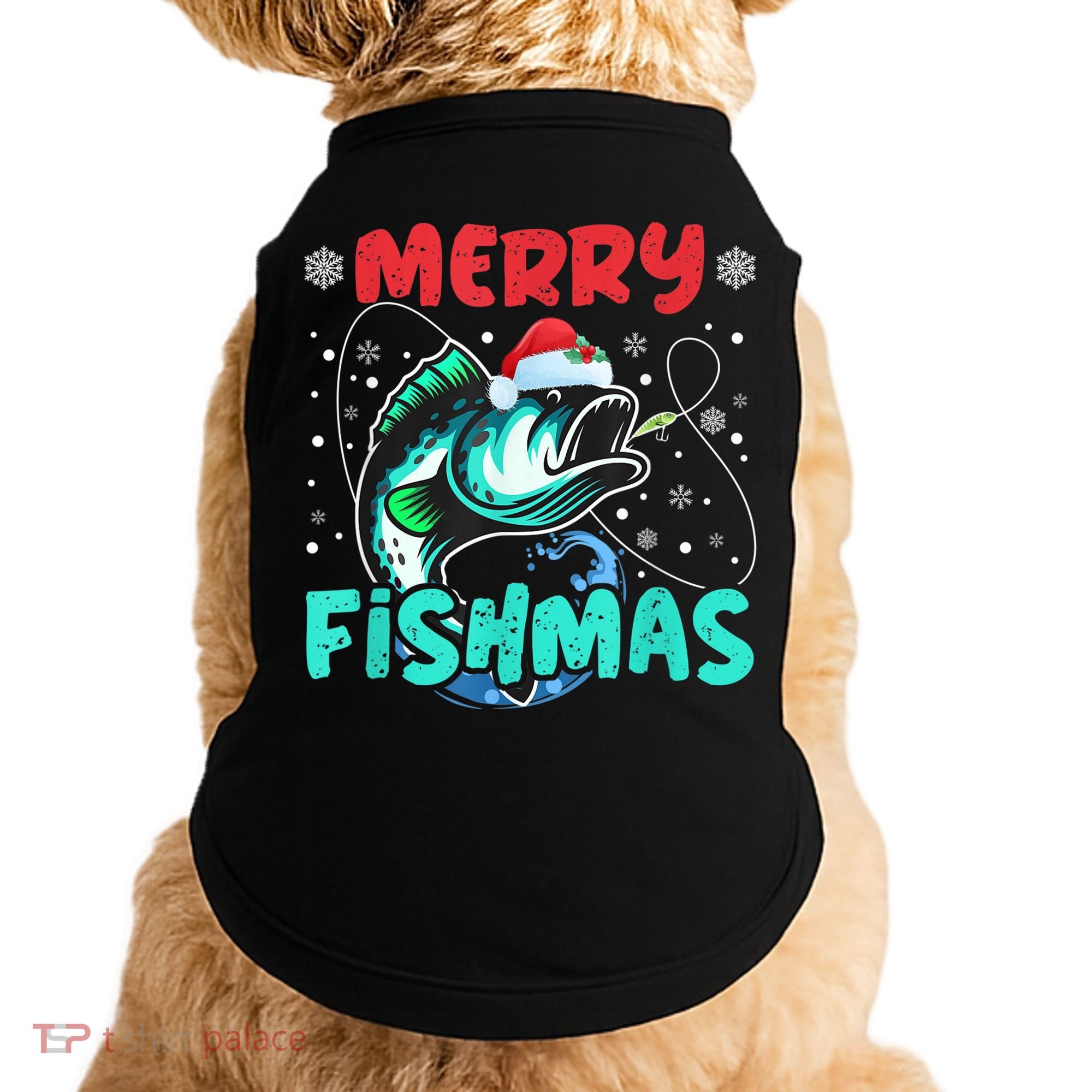 Merry Fishmas Funny Christmas Fishing Fish Gift Xmas Doggie Tank