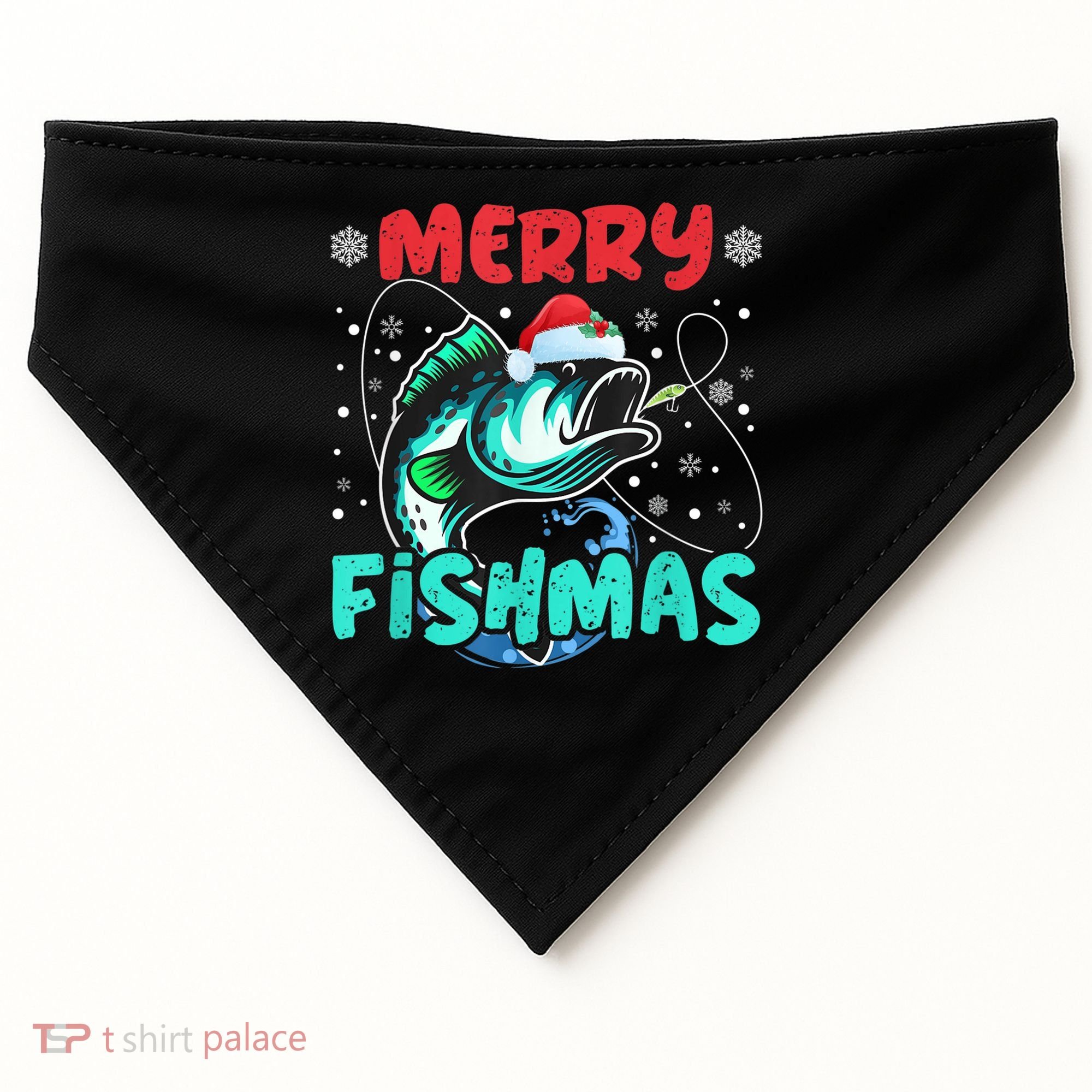 Merry Fishmas Funny Christmas Fishing Fish Gift Xmas USA-Made Doggie Bandana