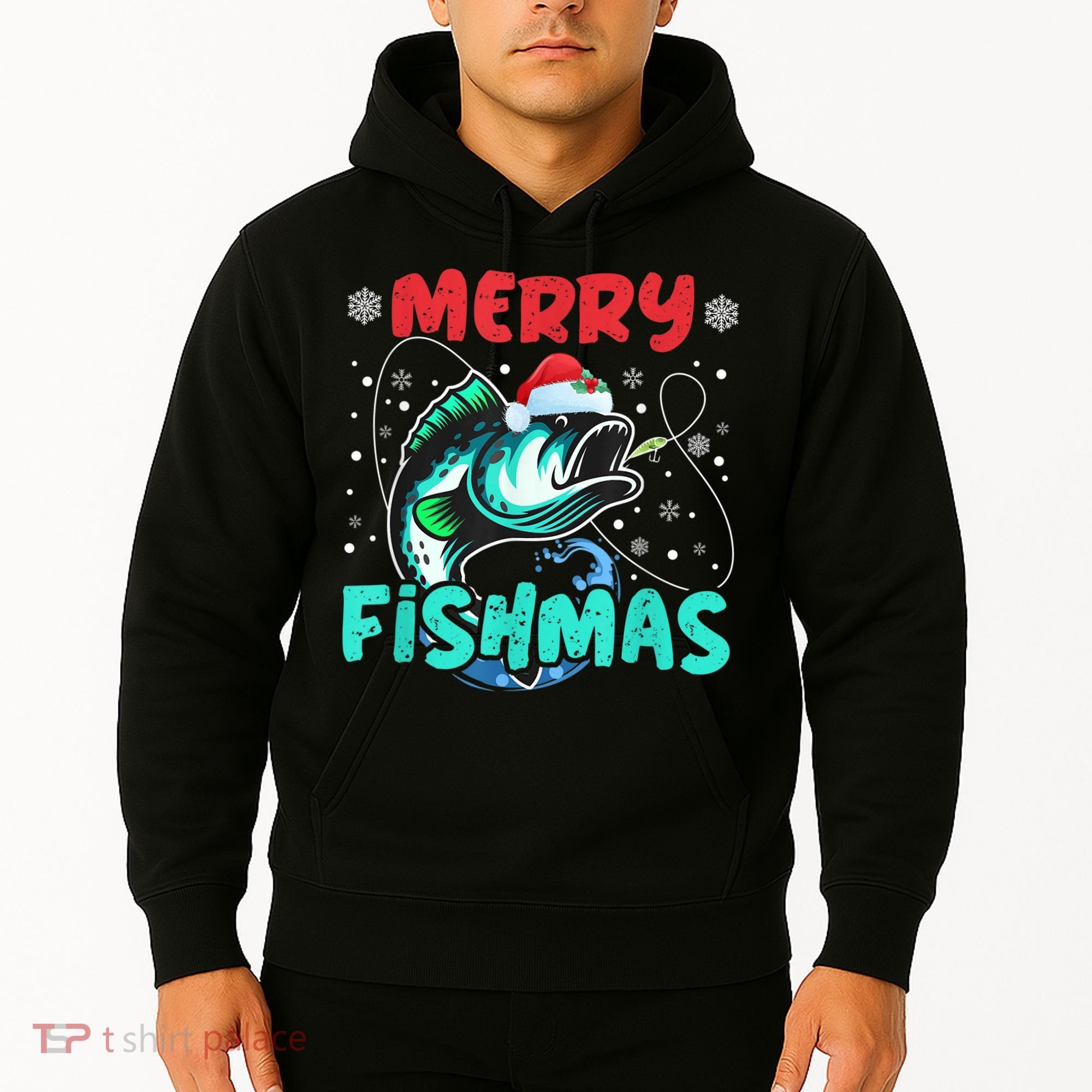 Merry Fishmas Funny Christmas Fishing Fish Gift Xmas Hoodie