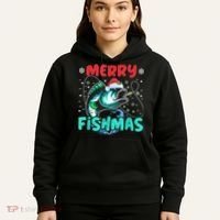 Merry Fishmas Funny Christmas Fishing Fish Gift Xmas Hoodie thumb 5
