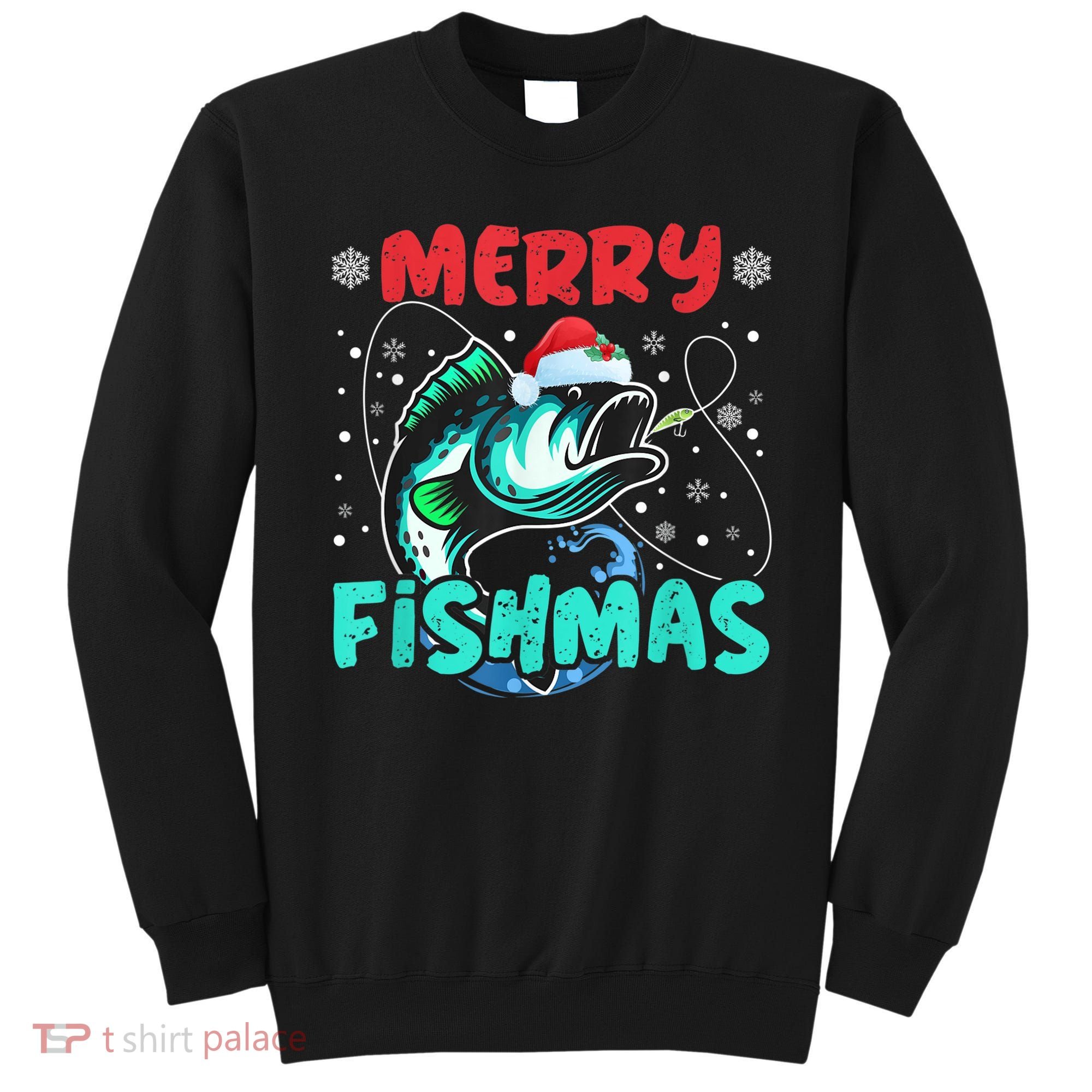 Merry Fishmas Funny Christmas Fishing Fish Gift Xmas Sweatshirt