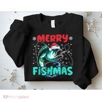 Merry Fishmas Funny Christmas Fishing Fish Gift Xmas Sweatshirt thumb 2
