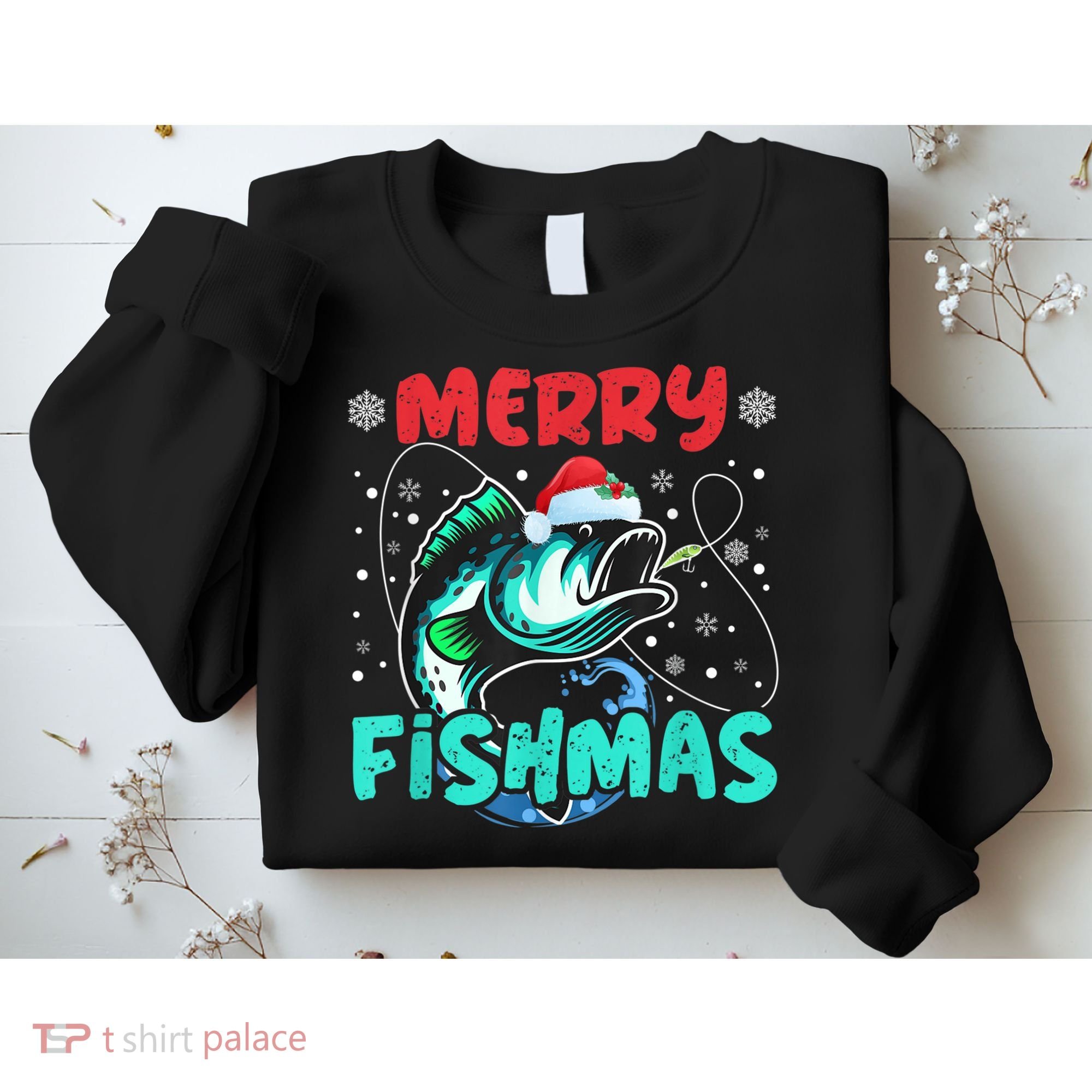 Merry Fishmas Funny Christmas Fishing Fish Gift Xmas Sweatshirt