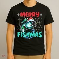 Merry Fishmas Funny Christmas Fishing Fish Gift Xmas T-Shirt thumb 3