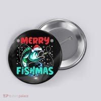 Merry Fishmas Funny Christmas Fishing Fish Gift Xmas Button thumb 0