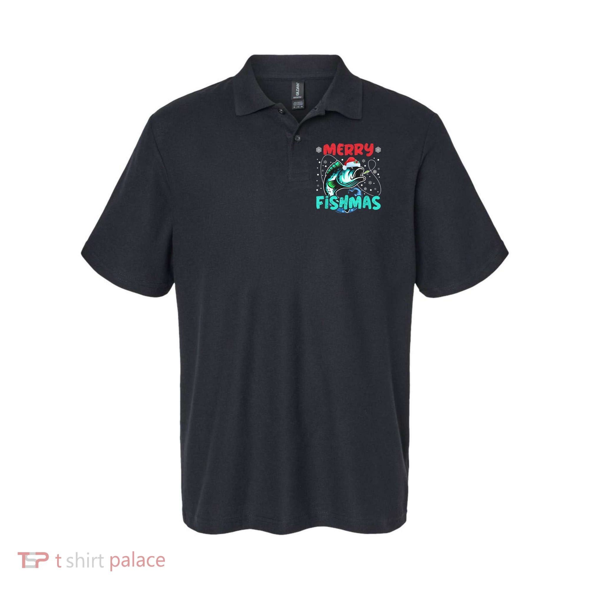 Merry Fishmas Funny Christmas Fishing Fish Gift Xmas Polo